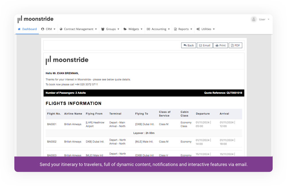 Share Itineraries with Travelers