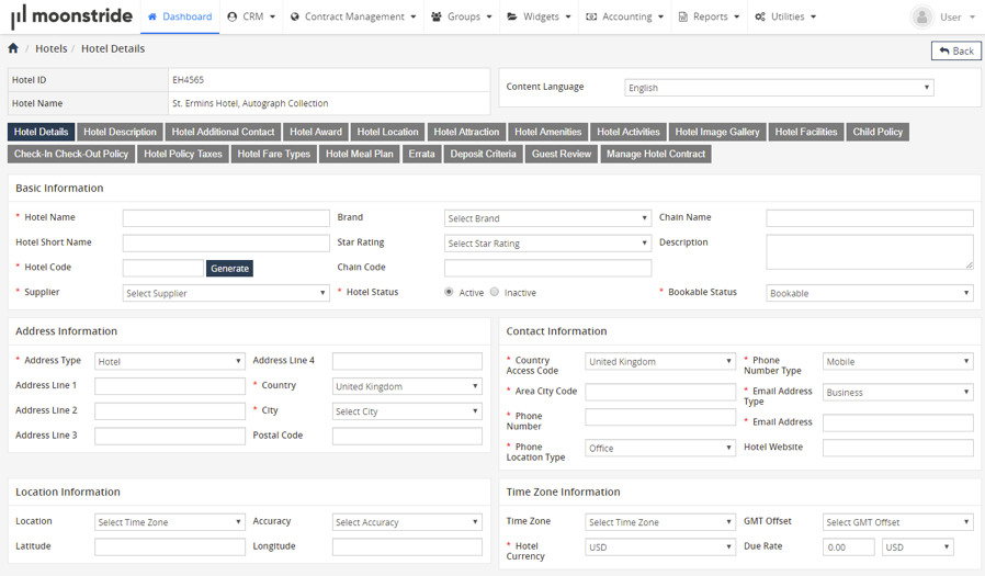 Contract Loading Travel CRM Dashboard