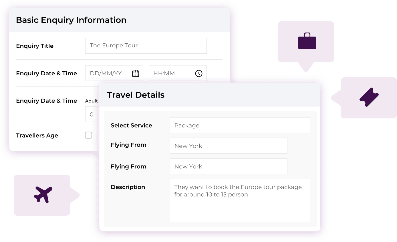 Enquiry Creation in Travel CRM