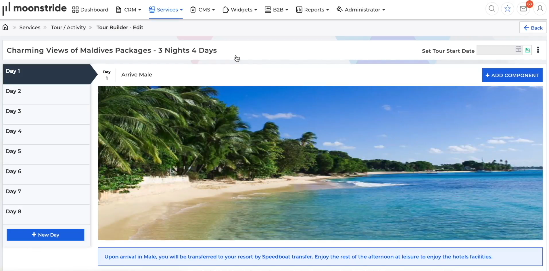 Specify Number of Days in Tour Itinerary Builder