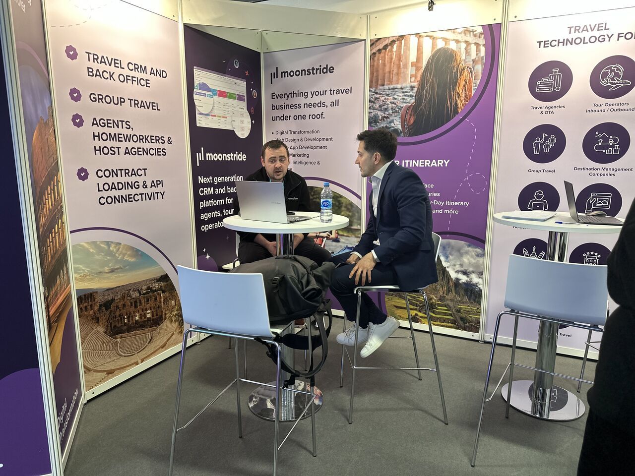 Travel Professionals Interacting at moonstride ITB 2025 Booth