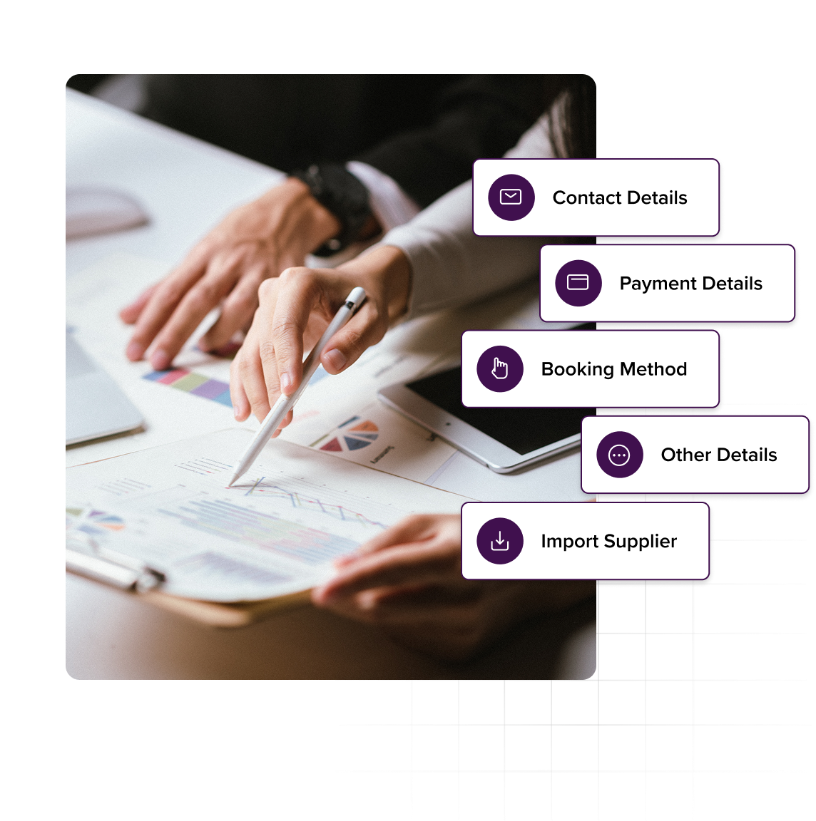 Group 1000006139@2x (4) Supplier Profile Management – From Contact Details to Commission Rules, All Connected